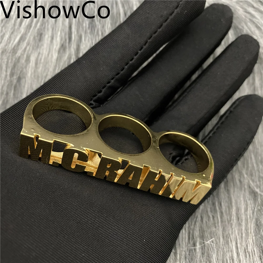 VishowCo Family Ring For Men Women Custom Name Ring Personalized Jewelry Stainless Steel Three Finger Ring Couple Mother Gift