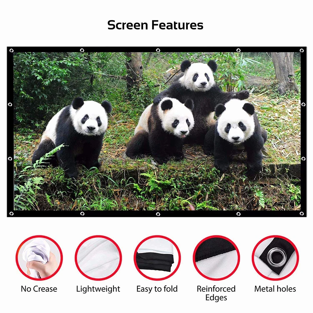 Salange Projection Screen Portable Projector screen 100 inch 120 inch 150 inch 16:9,Outdoor Movie Screen For Travel Home Theater