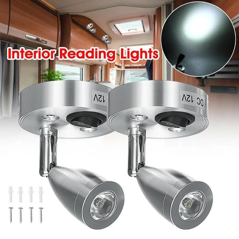 New 12V Interior Reading Switch Lights For  Campervan Boat Home Trailer Wall Bedside Lamp Universal Lighting Spotlight