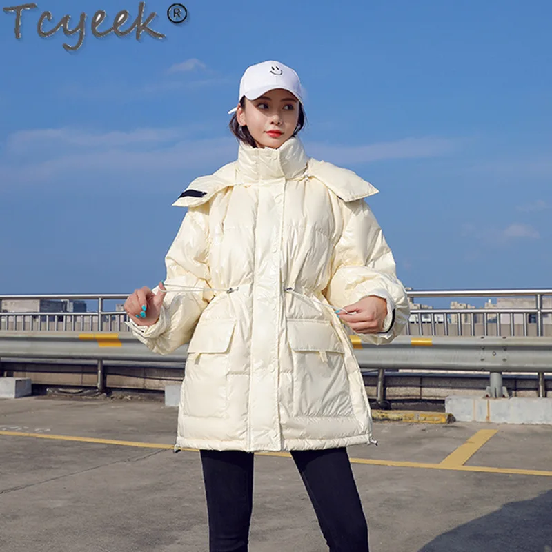 Jacket Winter 2021 Female Autumn White Duck Down Jackets Coats Woman Glossy No Wash Parkas Women\'s Clothing Casaco TN160