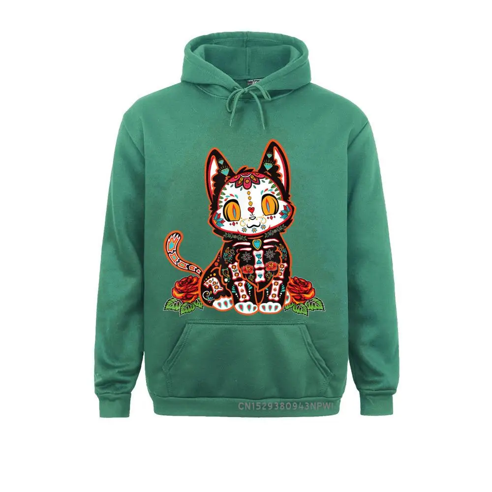 Cat Dia De Los Muertos Day Of The Dead El Gato Sugar Skull Pullover Fitness Hoodies 2021 Male Sweatshirts Street