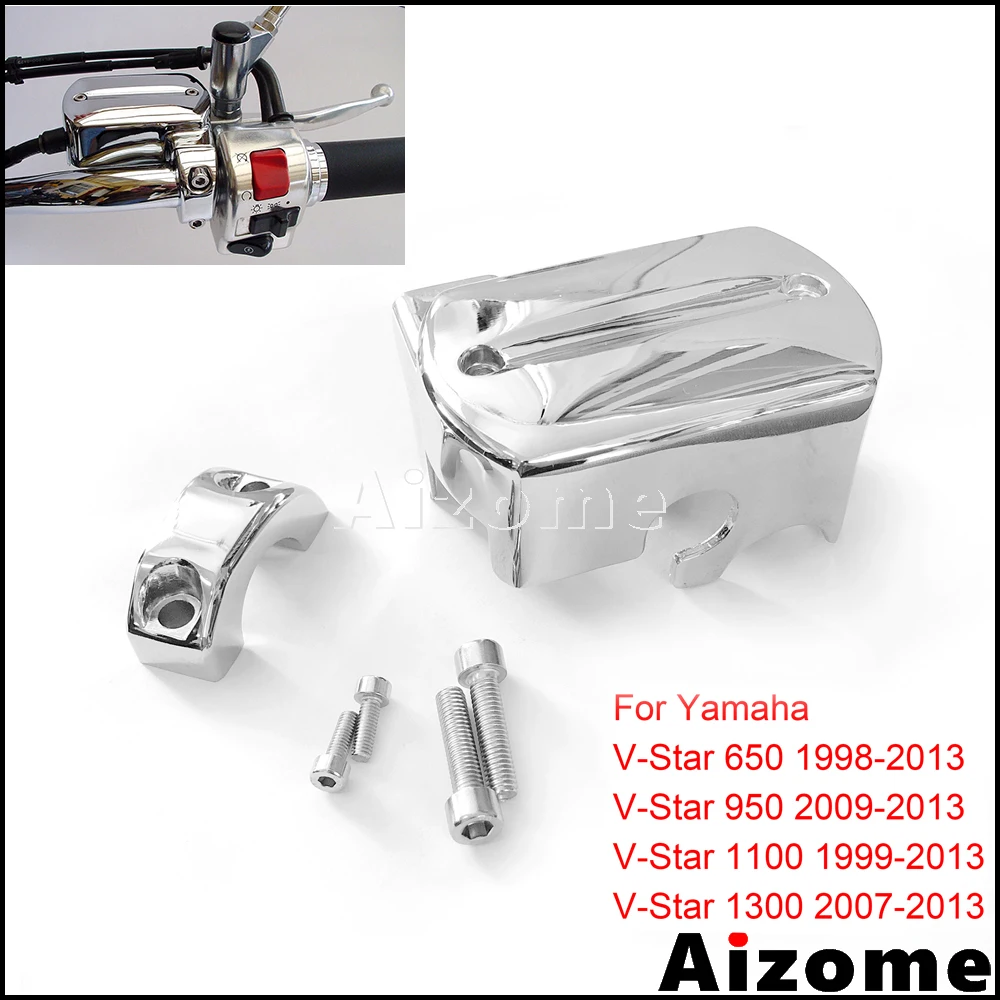 Motorcycle Aluminum Reservoir Brake Master Cylinder Cover Cap For Yamaha V-Star 650 950 1100 1300 1999 1998 2007 2009-2013