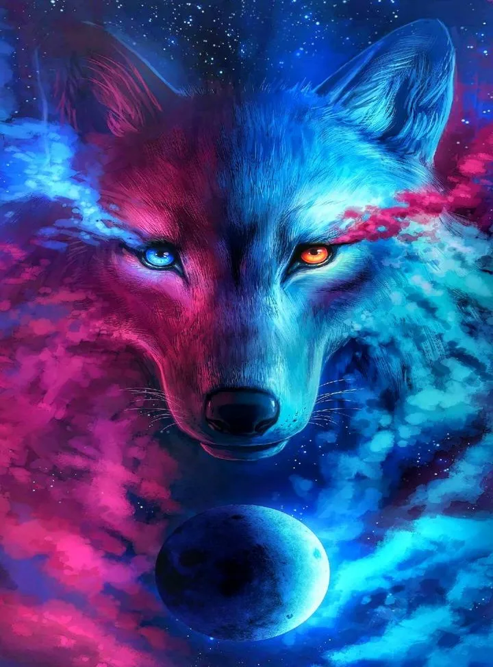 JMINE Div 5D Wolf Moon Galaxy Full Diamond Painting cross stitch kits art High Quality Animal 3D paint by diamonds