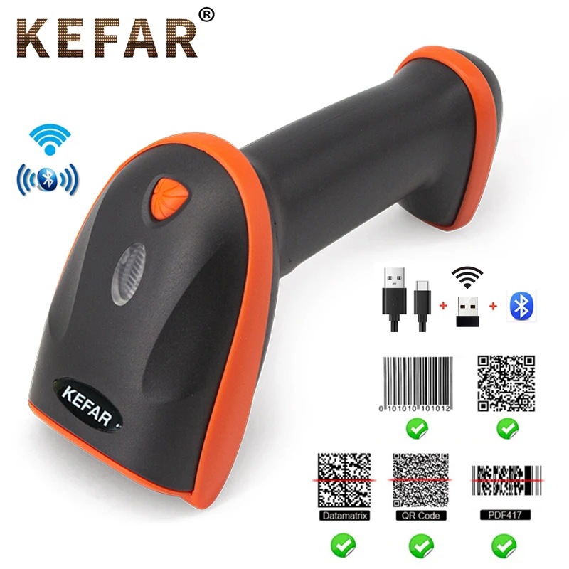 Imagem -03 - Kefar-barcode Scanner Automático sem Fio 2d qr Leitor de Código de Barras Supermercado Terminal Pos Loja Usb Pdf417 2.4g Suporte