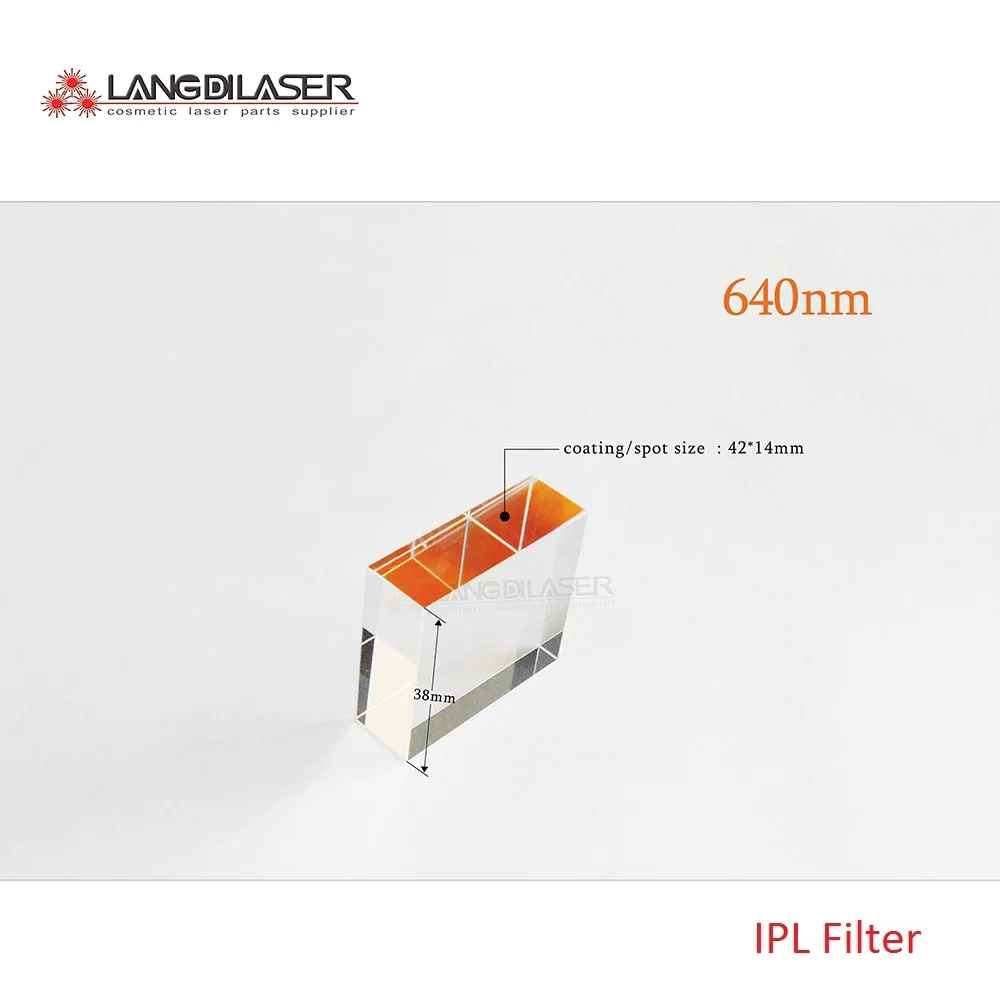 size : 42*14*38 / spot size&window size : 42*14 / IPL optical laser filters / wave : 640nm~1200nm