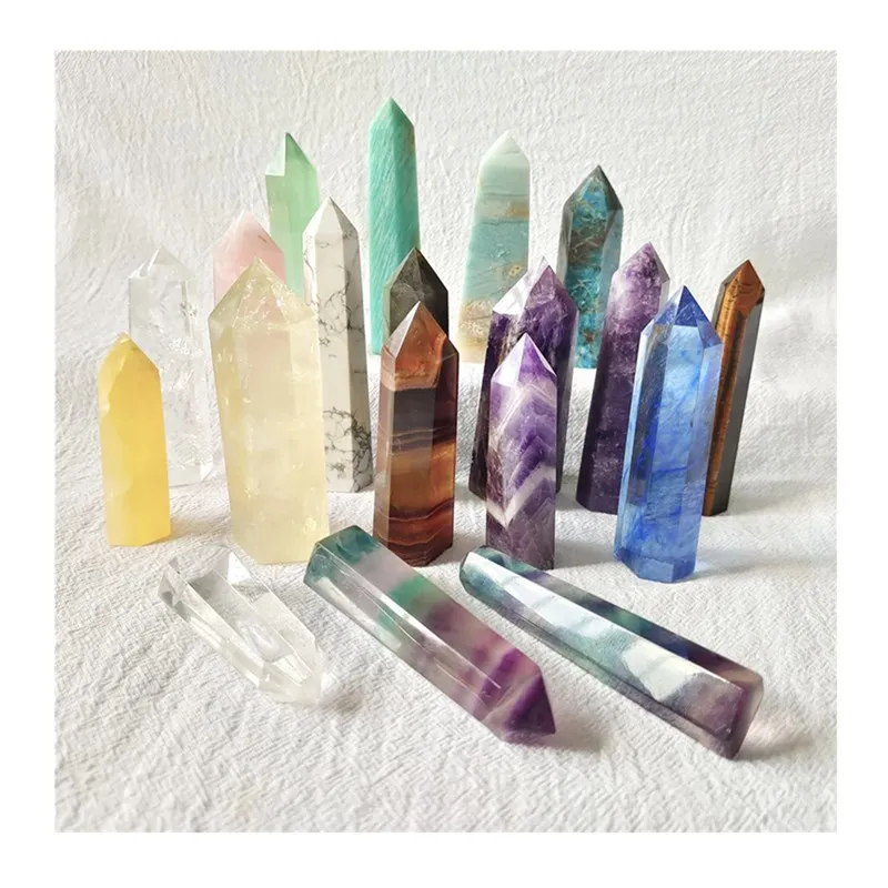 

Natural Healing Crystals Stone Tower Clear Quartz Wand Amethyst Point For Christmas Decoration