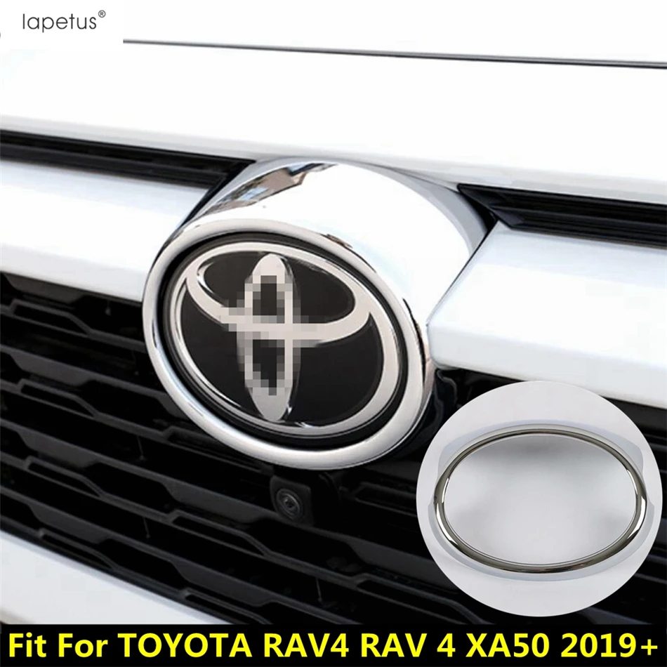 Front Grille Grill Mark Decor Ring Logo Frame Cover Trim ABS Chrome Accessories For TOYOTA RAV4 RAV 4 XA50 2019 - 2022 Hybrid