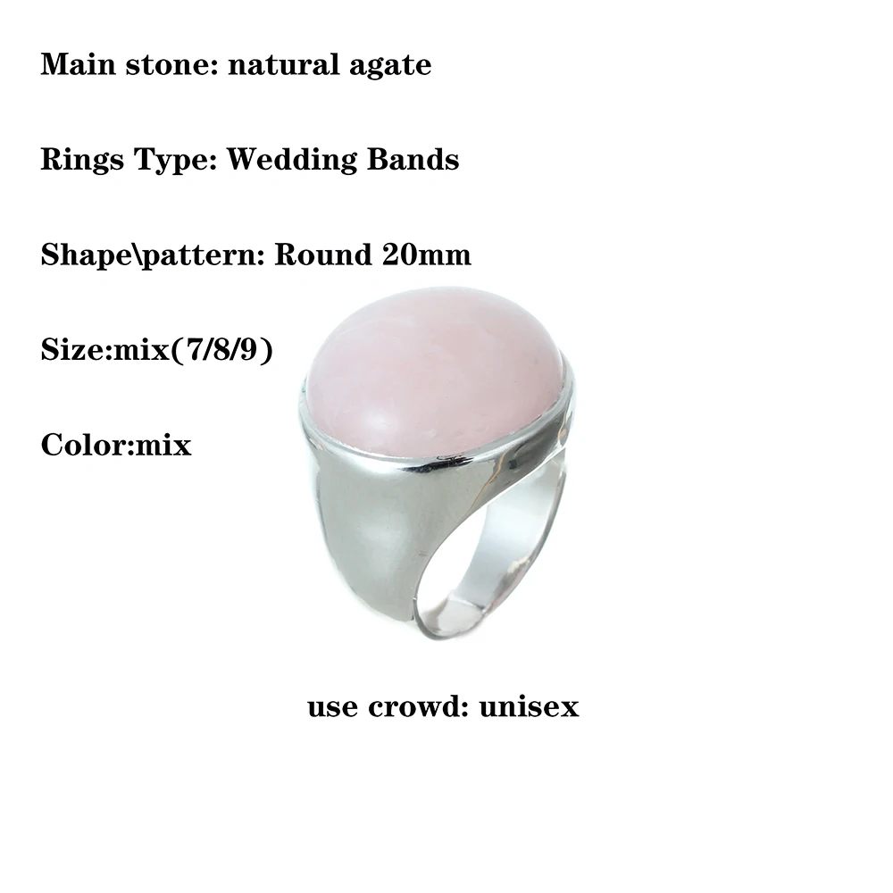 New Gothic Round Luxury High-end Simple Quartz Jade Women's Ring Jewelry Wedding Banquet Jewelry Gifts Wholesale