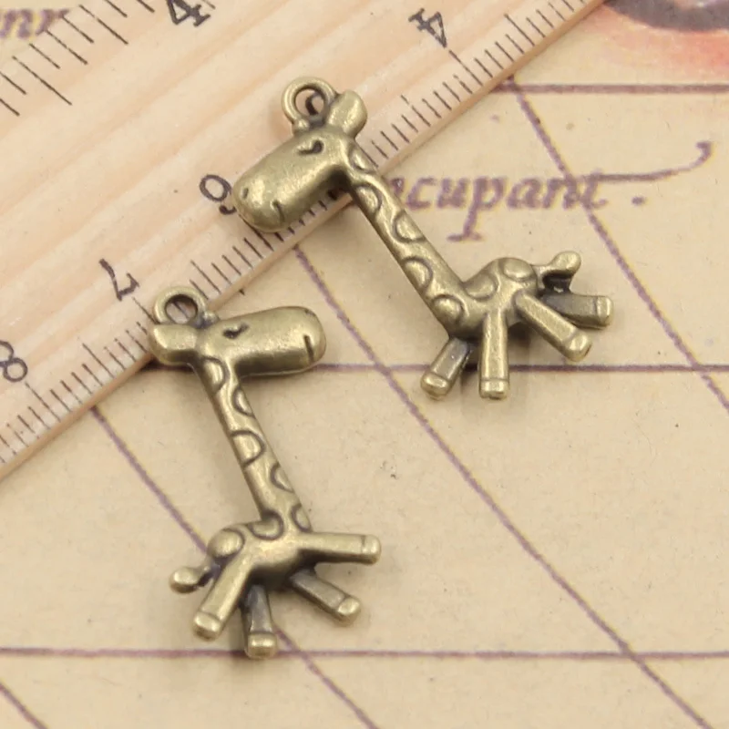 10pcs Charms Running Giraffe Deer 29x19mm Antique Bronze Silver Color Pendants Making DIY Handmade Jewelry Factory Wholesale