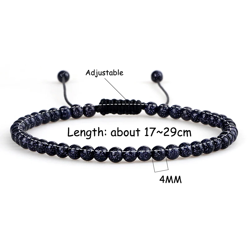 4mm Sandstone Bracelet Charm Adjustable Natural Stone Small Round Beads Braied Bracelets for Women Men Handmade Bangles Jewelry