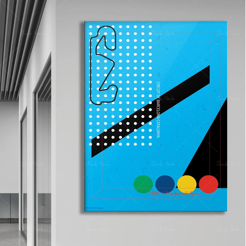 Circuit de Barcelona-Catalunya Gift, Print, Race Track Circuit Map Minimalist Poster, Retro Poster