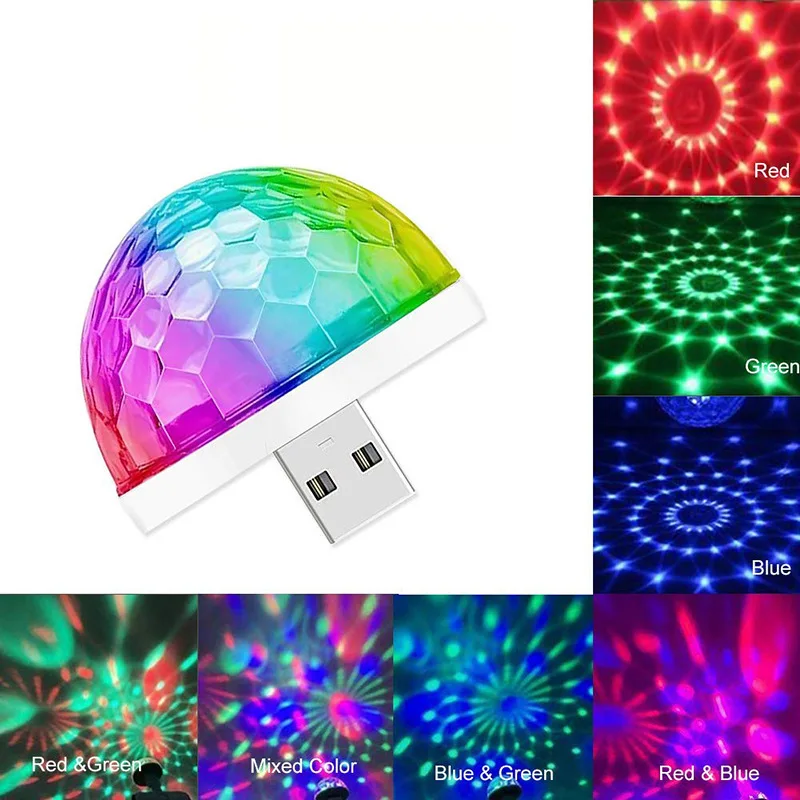 

USB led Party Lights Music Sensor USB Mini Disco DJ Stage Lighting Effect Light Crystal Magic Ball Lamp for Home Party Karaoke