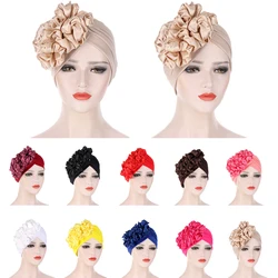 2024 Bandana 'S Vrouwen Rekbare Tulband Bloem Moslim Hoed Hoofdband Vrouw Chemo Hijab Geknoopt Indian Cap Hoofd Wrap Voor Vrouwen