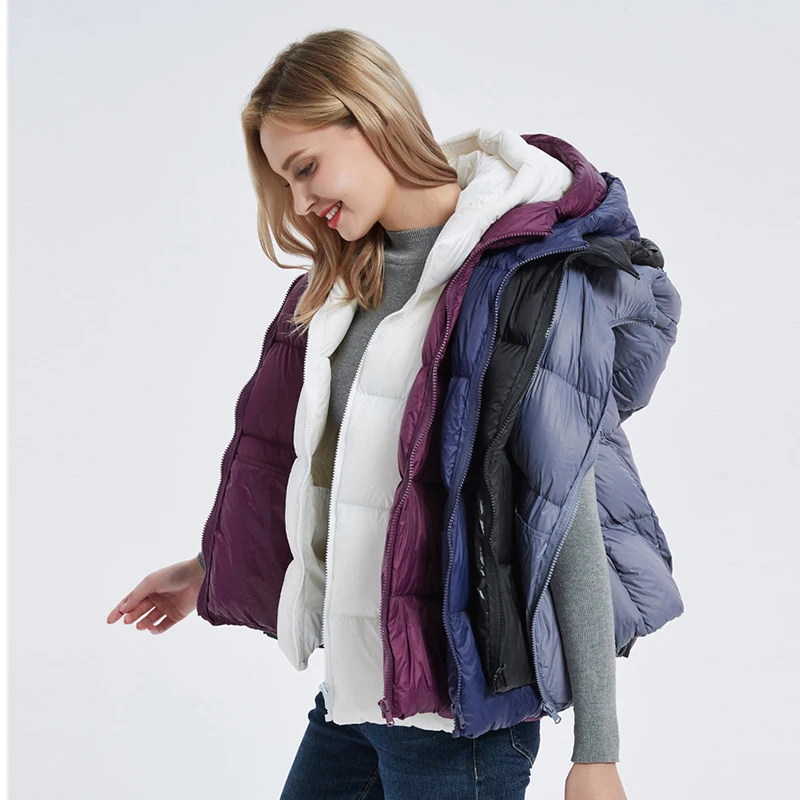 Sedutmo inverno plus size 3xl pato para baixo colete feminino grosso curto com capuz jaqueta outono puffer magro parkas básico ed1671