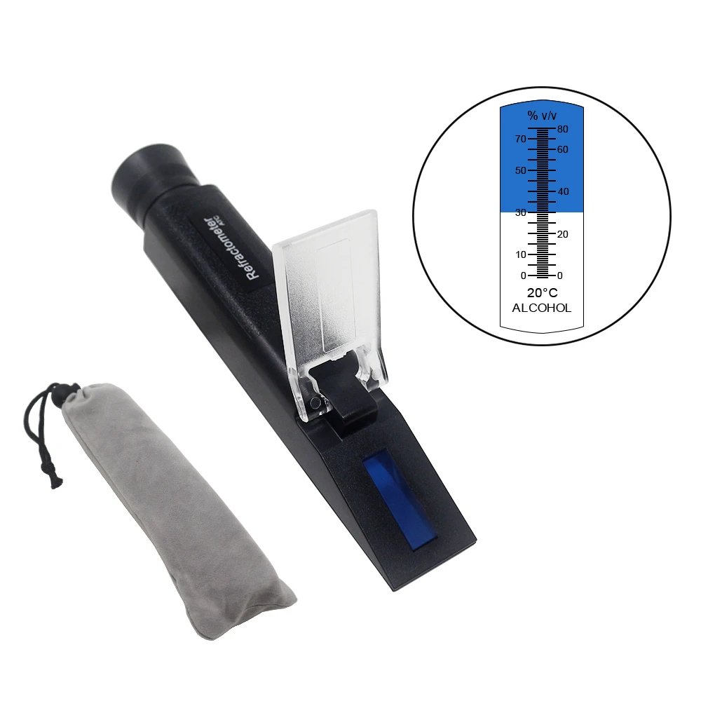 KETOTEK Refractometer Alcohol Alcoholometer meter 0~80%V/V ATC Handheld Tool Hydrometer concentration spirits tester wine