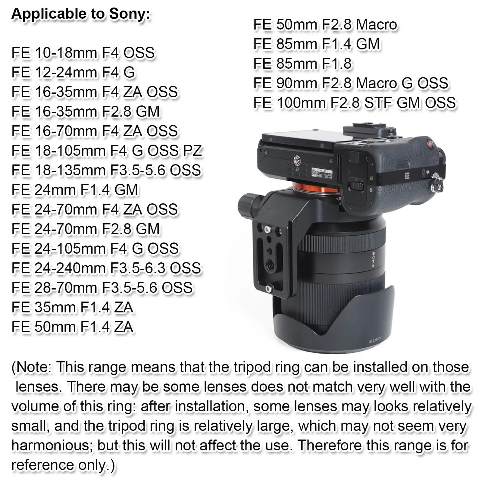 Lens Collar Tripod Mount Ring for Sony FE 16-35mm f/2.8 GM, Sony FE 16-70mm f/4 ZA OSS, Sony E PZ 18-105mm f/4 G OSS Lens