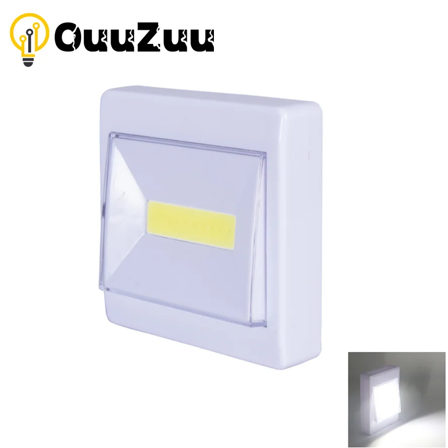 

Mini COB LED Night Lights Camp Lamp AAA Battery Wall Light Operated with Switch Magic Tape for Cabinet Garage Corridor Magnetic