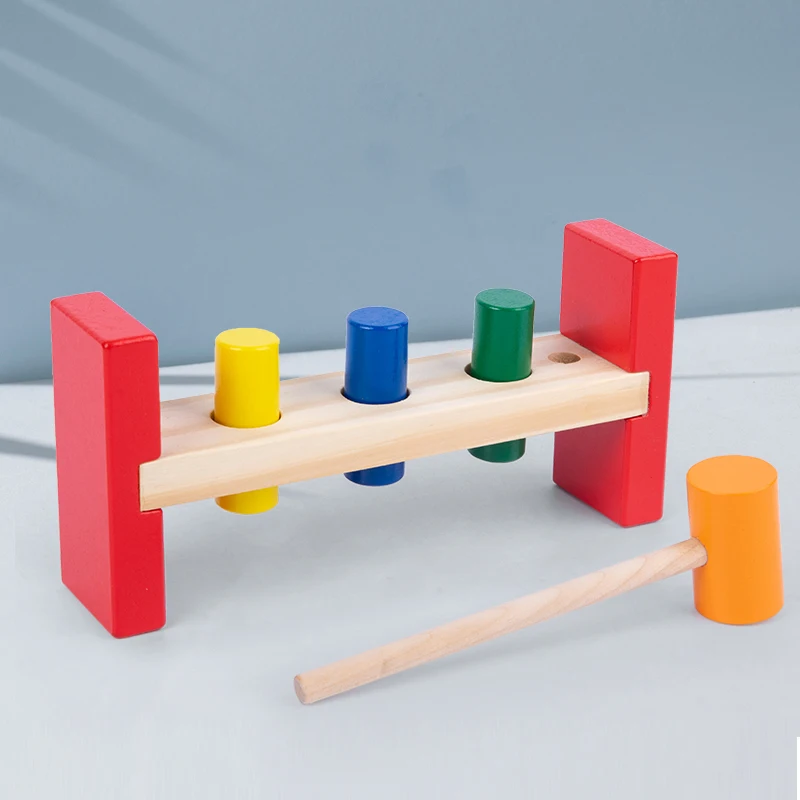 Montessori Houten Speelgoed Kleur Stapelen Tafel Vroeg Onderwijs Aids Baby Kids Speelgoed Drie-Kleur Stapelen Game Grote Speelgoed Voor jongens Meisjes