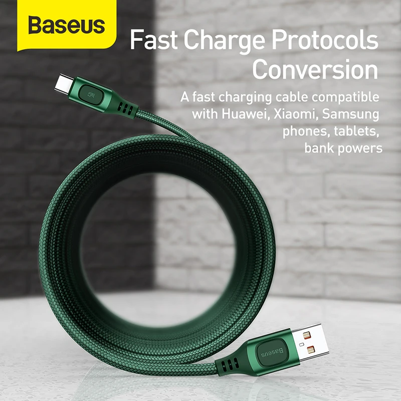 Baseus 5A USB C타입 케이블, 플래시 충전 프로토콜, 컨버터블 고속 충전 마이크로 케이블, 데이터 C타입 휴대폰 케이블, USB 코드