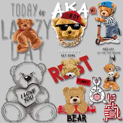 Bear Letters Stickers Washable Iron-on Transfers  Patches for Kids Clothing Jacket Heat Transfer PVC Patch