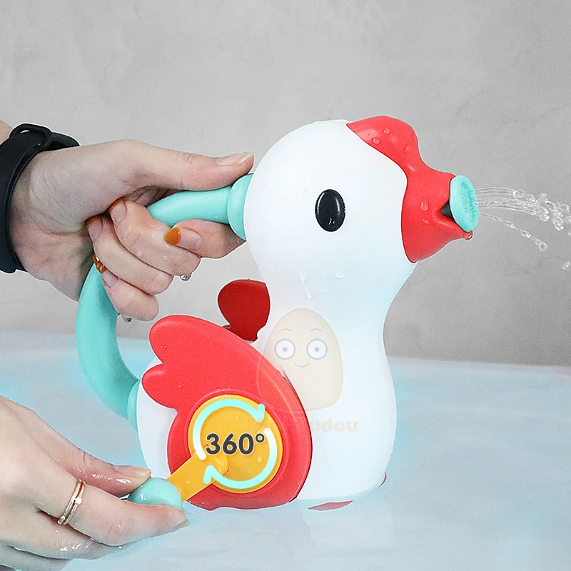 Baby Bath Toy Hand Cank Goose Cartoon Swimming Pool Bathroom Spraying Water Game Shower Playing Early Educational Toys For Kids