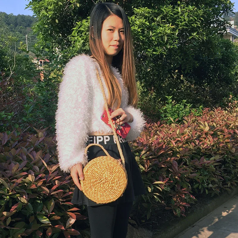 Handmade Round Women Handbag Summer Straw Beach Bag Bohemian Rattan Woven Shoulder Messenger Bags Female Flap Tote Crossbody Bag