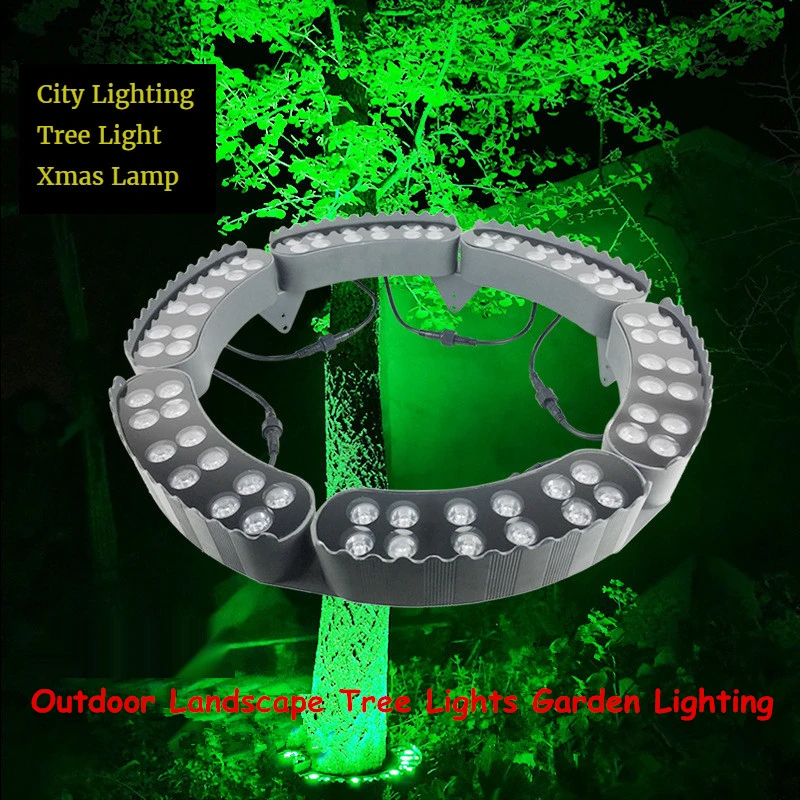 Led Ring Tree Lights Spotlight Waterproof Outdoor Encircle Tree Pillar Lights Yard Landscape Light for Lawn Patio Pathway 48W