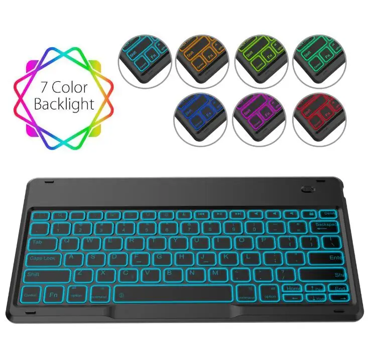 Funda de estilo Litchi para IPad 10,2, cubierta de teclado Bluetooth con luz inteligente, para tableta de 8. ª y 7. ª generación, 10,2 pulgadas, + bolígrafo