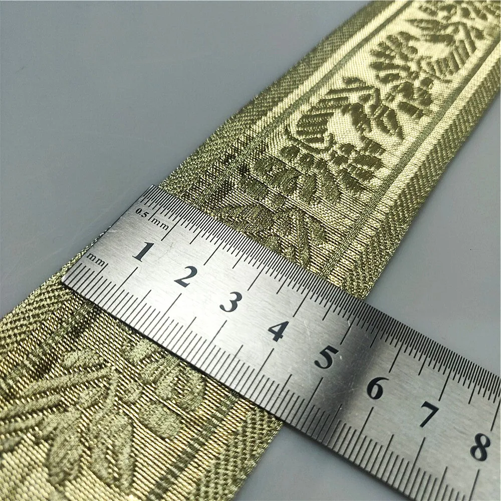 Gold Thread Embroidered Lace Ribbons 15-50 MM Wide Bag Clothing Decor DIY Sewing Glittering Webbing