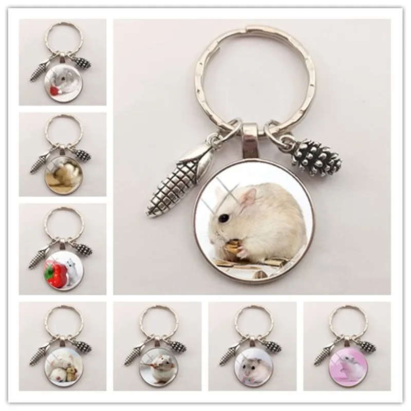 Hamster Keychains Fashion Corn pine nuts Keychian Keyring Best Friend Men Women Metal Pendants Key Chain Car Key Jewelry