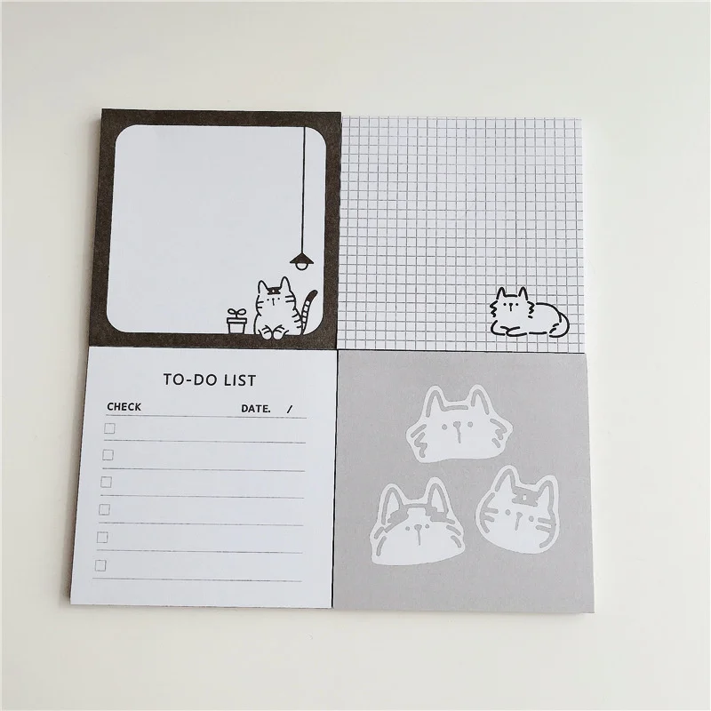 Cartoon Cat Family Cute Memo Pad Korean Ins Simple Style Message Paper Student To Do List Note Paper Kawaii Stationery 50 Sheets