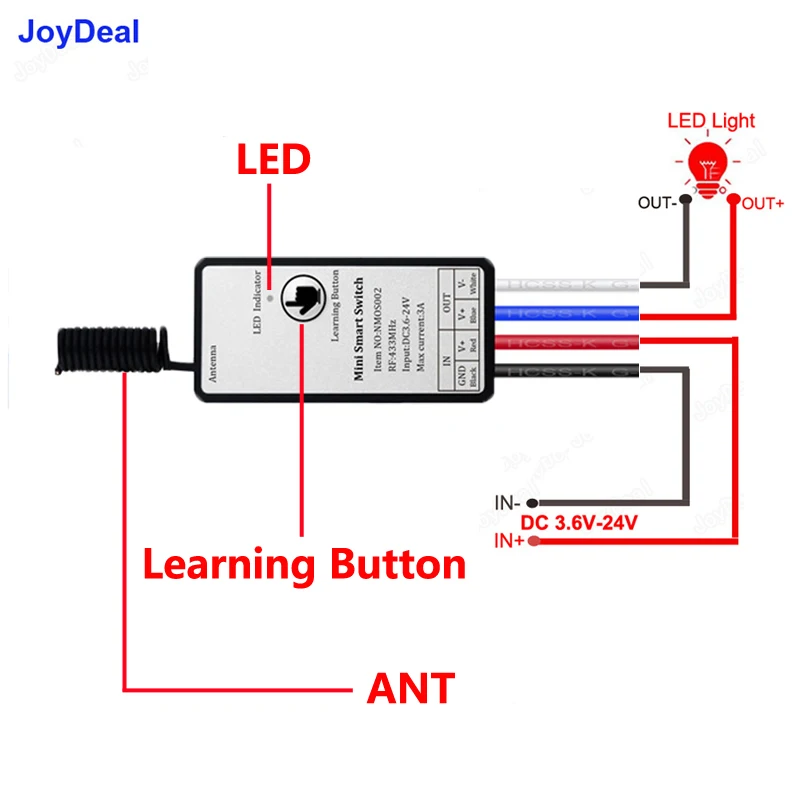 433Mhz Mini Relay Wireless RF Remote Control Switch Power Transmitter DC 5V 6V 9V 12V 24V 1CH LED Lamp Controller Micro Receiver