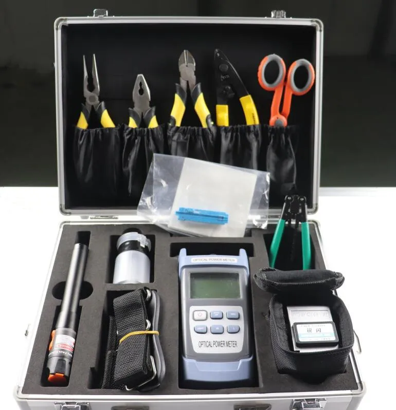 

FTTH Optical Fiber Tool Kit Power Meter Fiber Cleaver Strippers Telecommunication Use