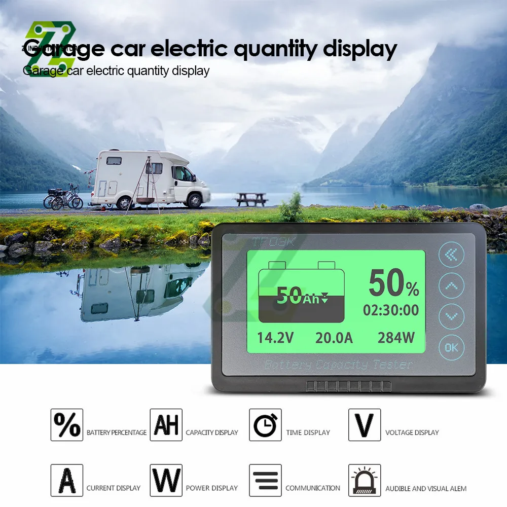 TF03K Coulomb Meter Battery Capacity Indicator Voltage Current Display Coulomb Counter DC8~120V 50A/100A/350A/500A