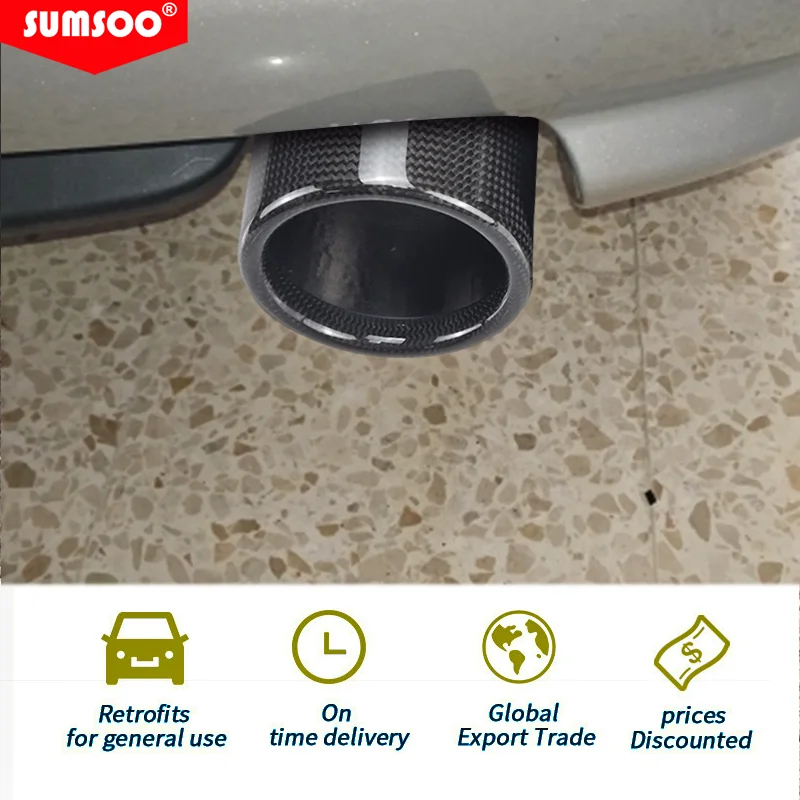 genuine SUMSOO Curly / Straight Full Exhaust Pipe Matte/ Glossy Cover Car Universal Exhaust Muffler Pipe Tip Cover Accessories