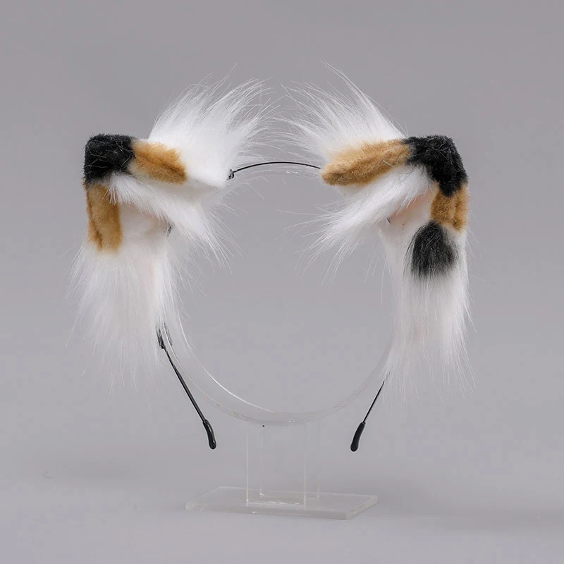 Diadema de pelo de zorro y gato para niña, diadema de pelo de imitación, diadema de fiesta de Cosplay, accesorios de Cosplay de cola larga