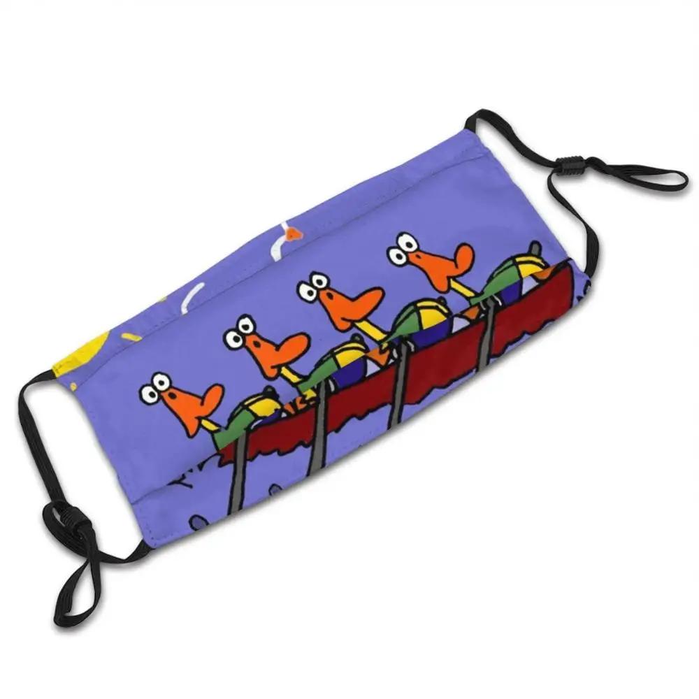 Funny Ducks In A Row Boat Cartoon Mask Adult Child Washable Pm2.5 Filter Logo Creativity Ducks Rowing Ducks In A Row Birds
