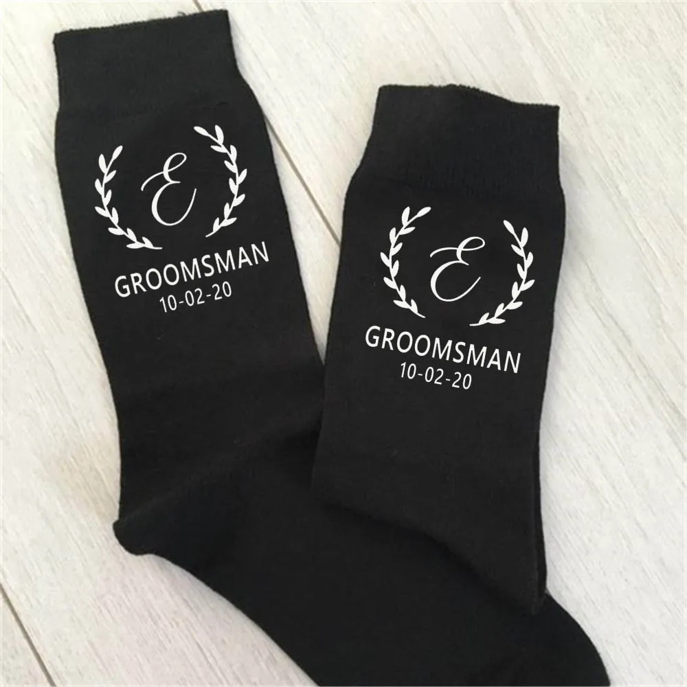 Monogrammed Wedding Socks for the Groom, Groomsmen, and Best Man Personalized and Custom Printed Mens Wedding Party Gifts Socks