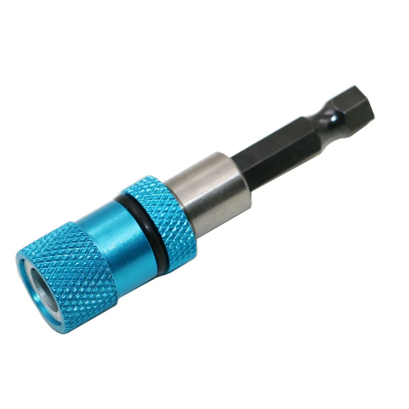 Azul 1/4 vástago hexagonal taladro eléctrico magnética Punta de destornillador de 60mm de acero inoxidable magnetismo límite ajustable barra de