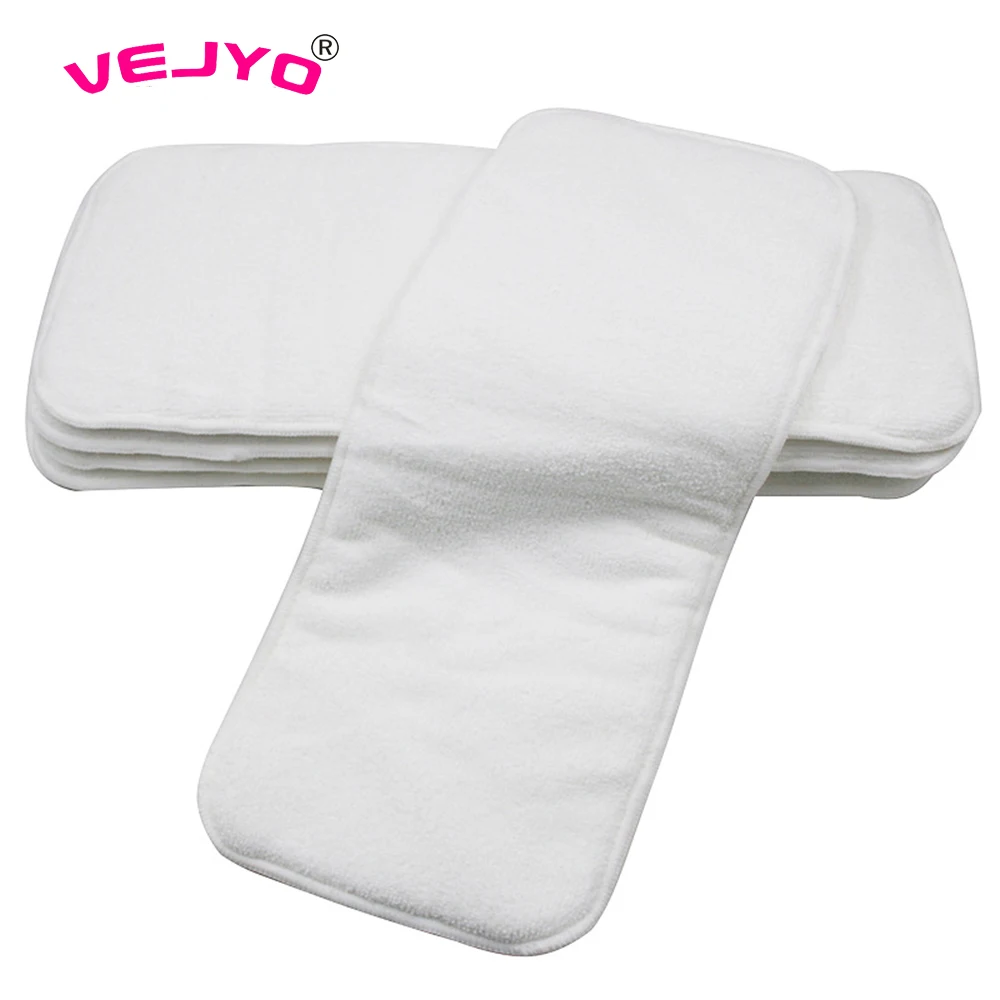 2Pcs Washable Adult Diaper Inserts Large Size Reusable  4 Layer Microfiber Insert Breathable Teenage Cloth Diaper Nappies