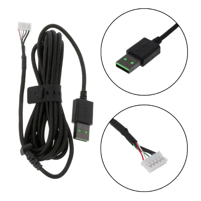 Durable Nylon Braided Line USB Mouse Cable Replacement Wire For Razer DeathAdder Gaming Mouse