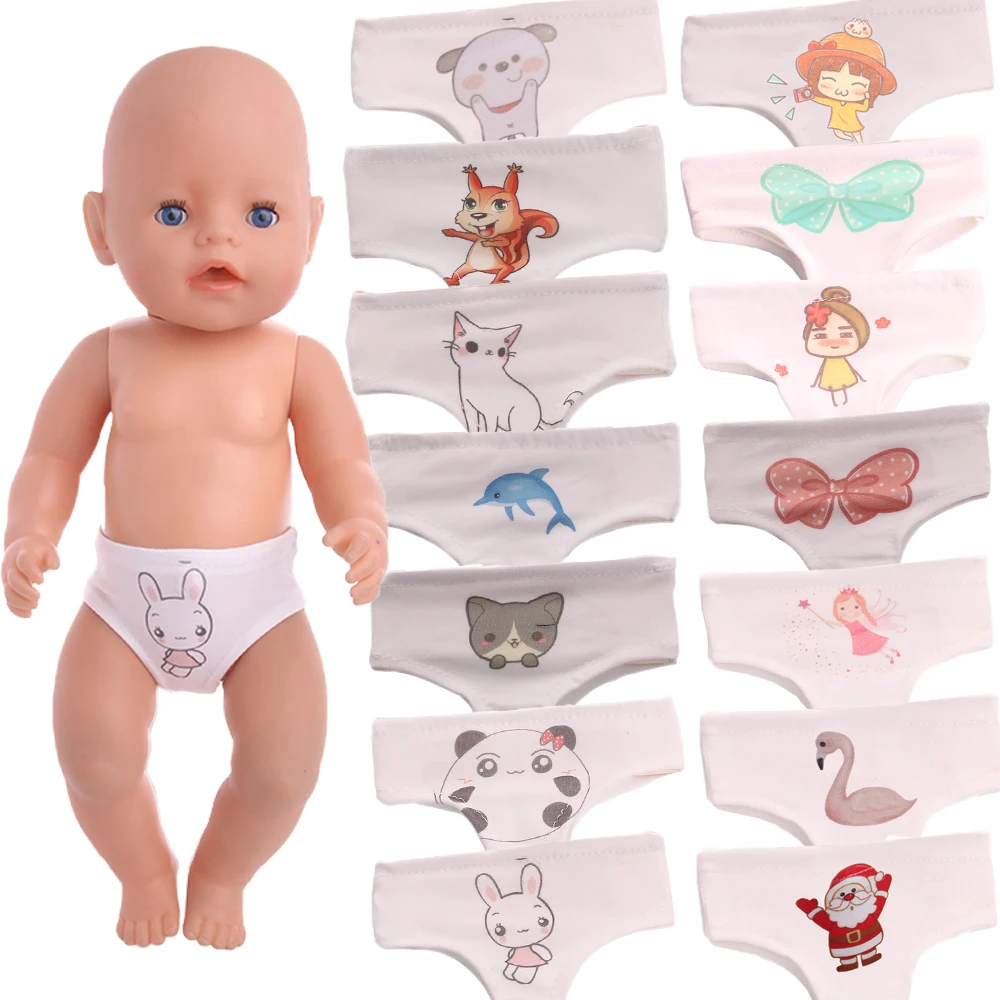 Doll Panties Cartoon Patterned For 18 Inch American Doll & Baby Reborn Clothes 43 Cm Our Generation Girl's Toy Doll Accessories