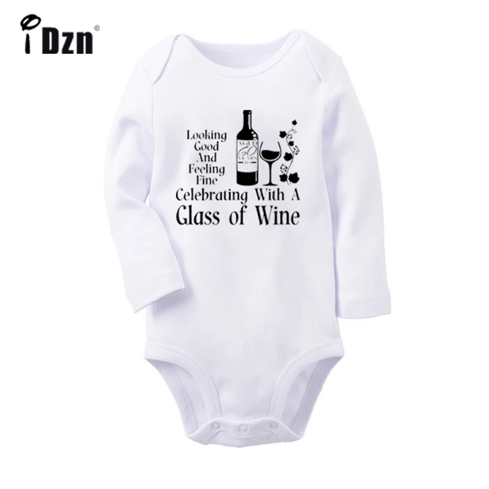 

Looking Good And Feeling Fine Celebrating Class of Wine I Just Want Pizza Newborn Baby Outfits Long Sleeve Jumpsuit 100% Cotton