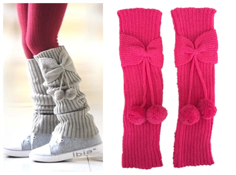 Beliebte Herbst Mädchen Schmetterling Knoten Ball Socke Abdeckung Gestrickte Wolle Boot Abdeckung Bein Schutz Abdeckung Winter Beinlinge Frauen – Detail 1