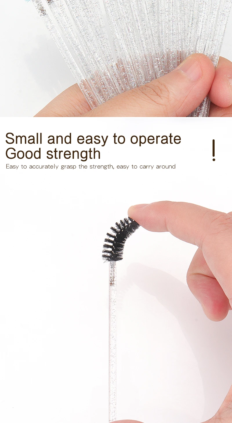 50Pcs Kosmetische Wimpern Pinsel Wimpern Make-Up Pinsel Einweg Weiß Kristall Mascara Zauberstäbe Pinsel Wimpern Verlängerung Werkzeuge – Detail 7