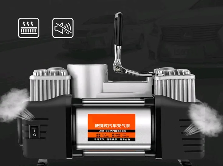 Kit di gonfiaggio pneumatici per auto compressore d'aria pompa di pressione 12V gonfiatore per pneumatici a doppio cilindro a doppio pistone veloce per impieghi gravosi