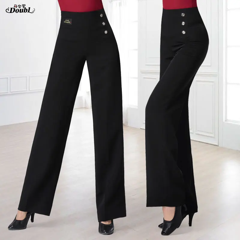 Hot Sale Latin Dance Pants Practise Modern Ballroom Dancewear High Waist Trousers Straight Dancing Pants Summer Women Trousers