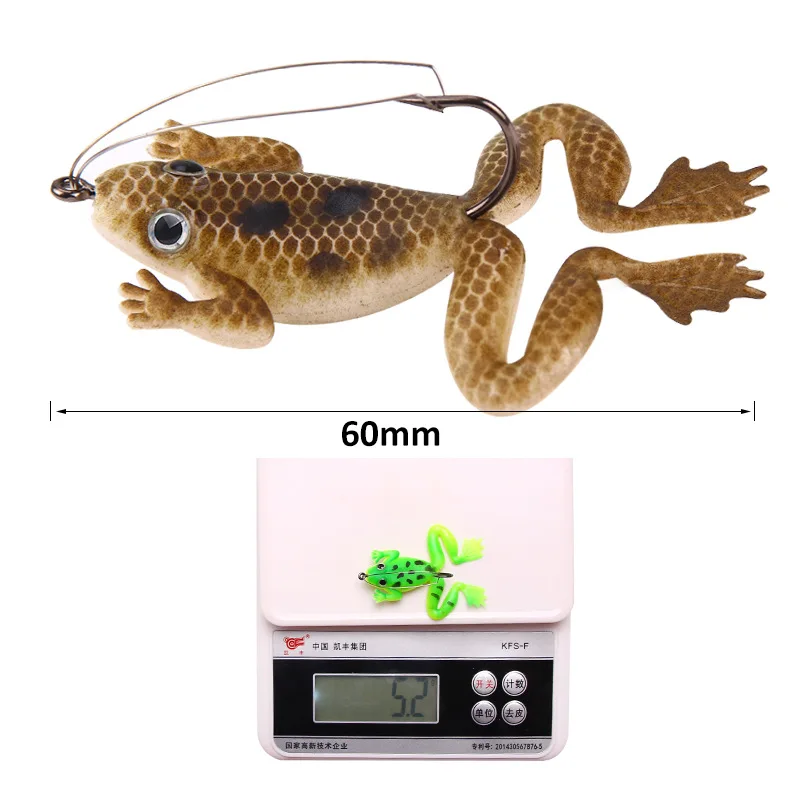 1 Pcs Soft Frog Fishing Lures 6CM 5.2G Silicone Bait Frog Artificial Treble Hooks Top Water Ray Baits Fishing Tackle