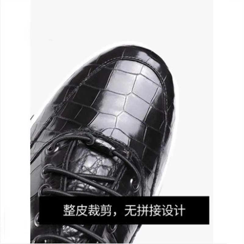 ouluoer Thailand import  crocodile leather  Men shoes   bottom  thick  fashion  black  outdoor  male  leisure  tide men shoes