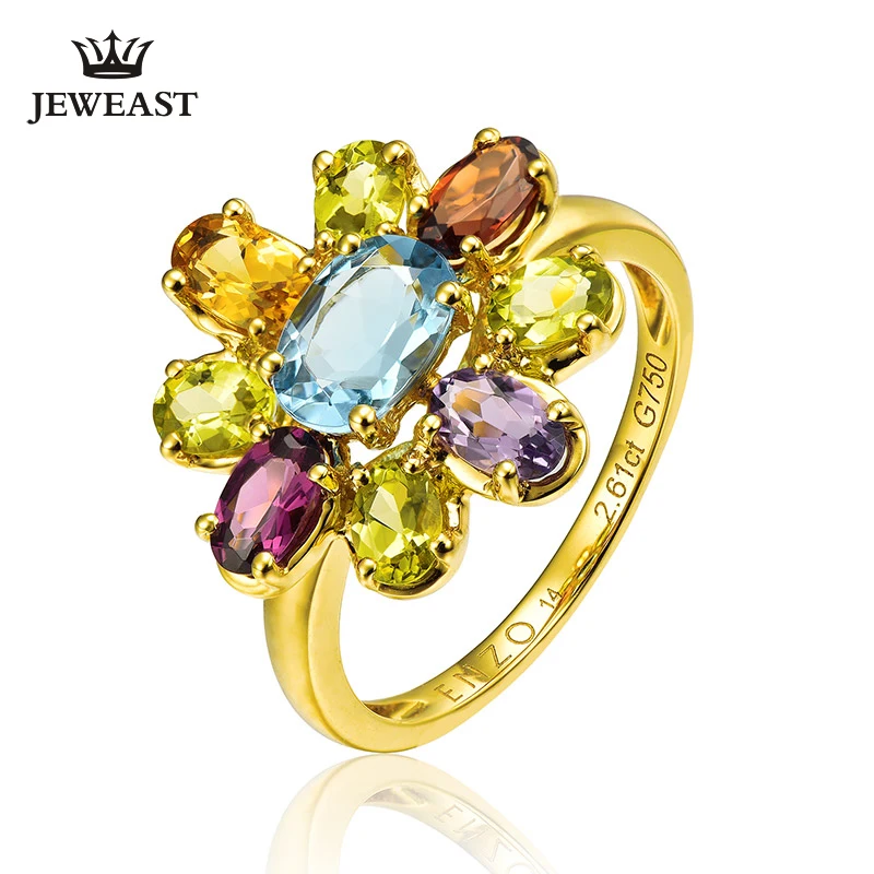 

ENZO Natural topaz 18K Pure Gold 2023 New Hot Selling Top Ring Women Heart Shape Ring For Ladies Woman Genuine Jewelry